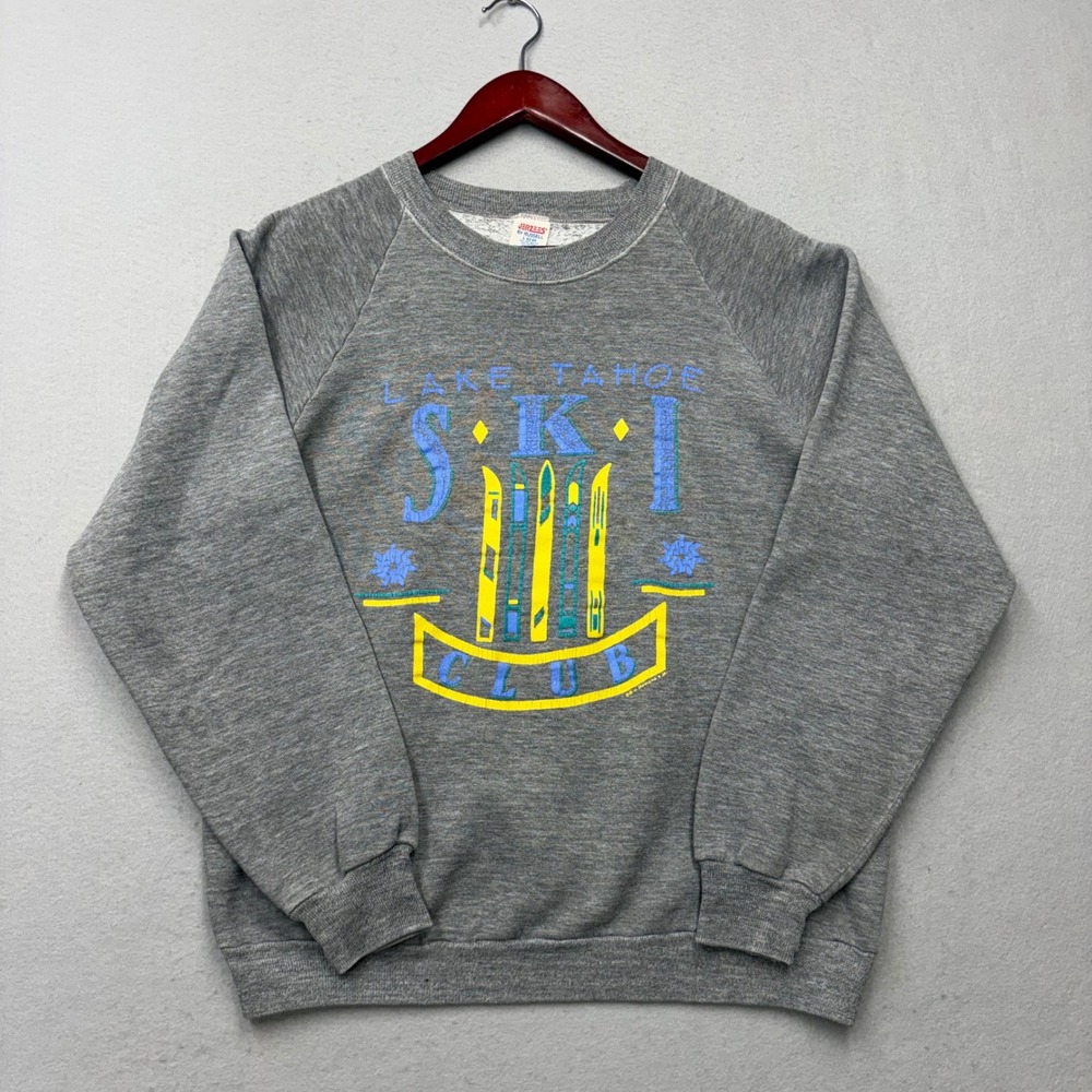 Jerzees Sweatshirt Mens Large Lake Tahoe Ski Club Vintage 80s Distressed USA